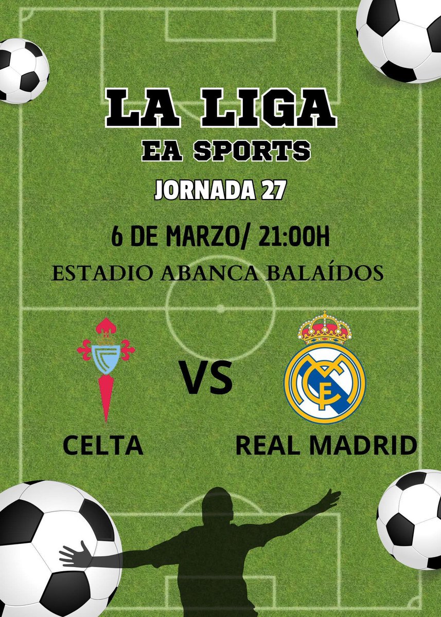 ¡Hoy es día de Liga! 
¡Hoy juega el Real Madrid! ⚪️
¡Celta 🆚 Real Madrid! 
HALA MADRID SIEMPRE!!!