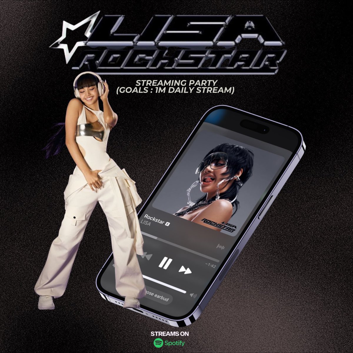 TeamMYLilies's tweet image. 🆘 TONIGHT 🆘 

#LISA Streaming Birthday Party🎧🎉

We will be hosting #LISA’s streaming party on spotify every Friday &amp;amp; Saturday at 9pm KST - 12am KST 

📍Our goals is 1M daily streams for #ROCKSTAR 

Plz join us!

#LISAxAlterEgo @wearelloud