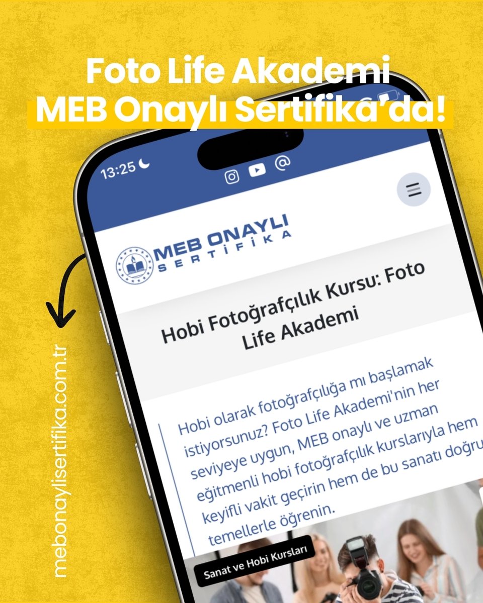 📸 Bugün MEB Onaylı Sertifika’dayız!
Foto Life Akademi’nin her seviyeye uygun hobi fotoğrafçılık kursu ile fotoğrafçılığa sağlam temellerle başlamak mümkün. 
👉 Haberin tamamı:
mebonaylisertifika.com.tr/hobi-fotografc…

#fotolifeakademi #mebonaylisertifika #fotoğrafçılıkkursu