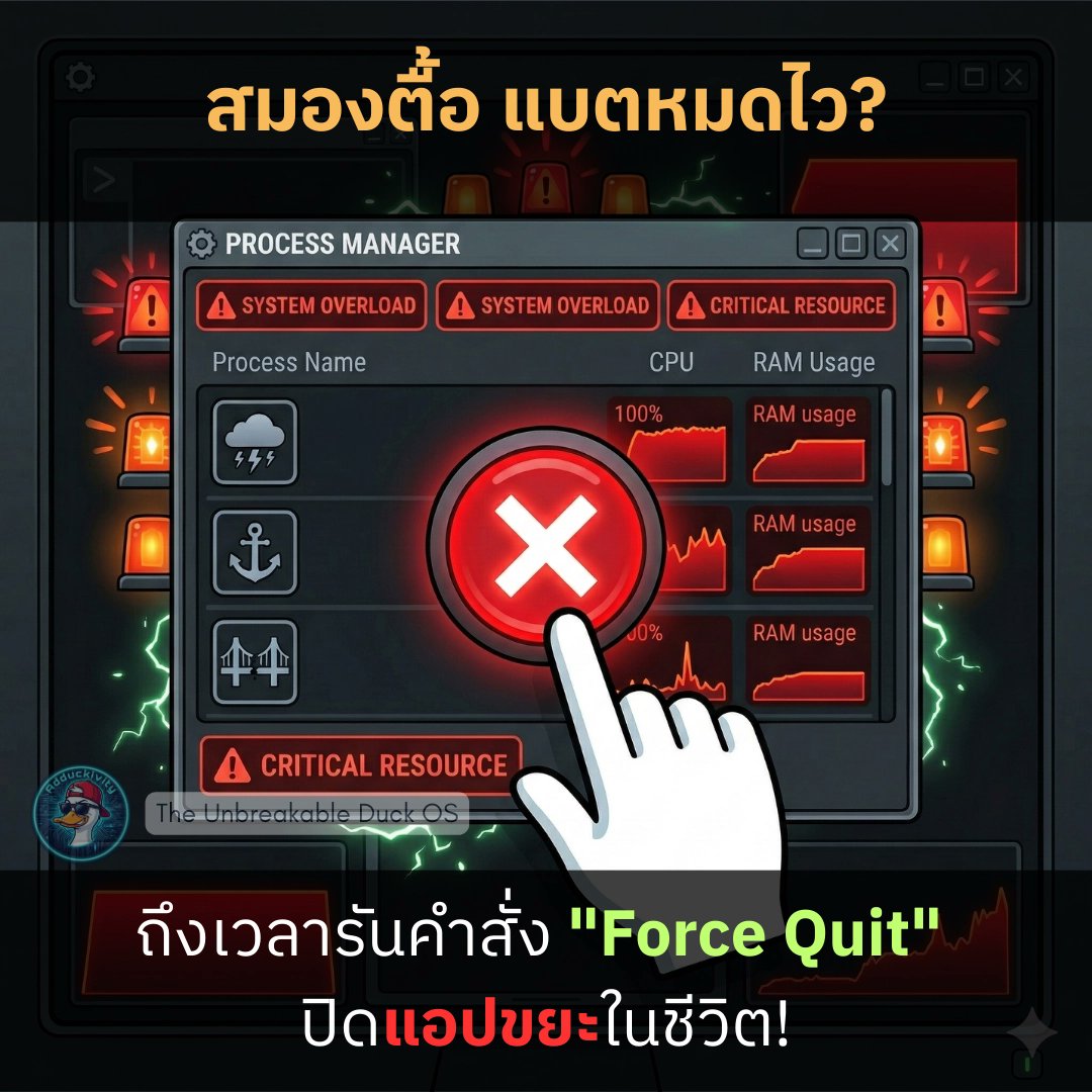 lifetofree's tweet photo. 🔴 สมองตื้อ แบตหมดไว? ถึงเวลารันคำสั่ง "Force Quit" ปิดแอปขยะในชีวิต! 
.
เคยเป็นไหมคับ? ร่างกายก็นั่งอยู่เฉยๆ แต่กลับรู้สึกเหนื่อยล้า สมองตื้อ อาการนี้ไม่ได้แปลว่าคุณป่วย แต่คุณปล่อยให้สมองเปิด Background Apps ทิ้งไว้เบื้องหลังมากเกินไป 🧵👇 https://t.co/JiSKiE1Mvo