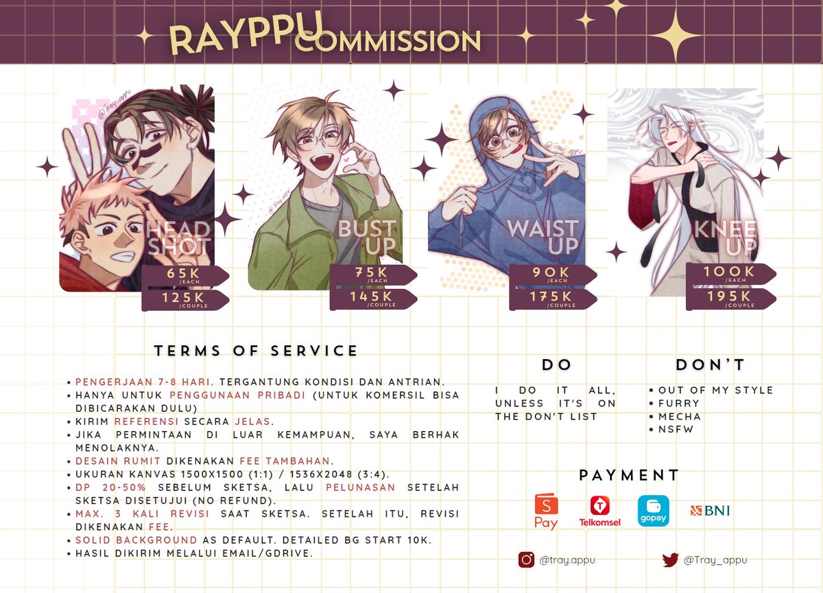 Tray_appu's tweet photo. 🌱Any RTs are very appreciated!🌱

Ola! Aku buka urgent commission untuk style simple rendered (lg butuh dana buat kuliah). My style is a lil bit messy, but i surely the result is still nice! 

(0/5) 

Knock my DM if you're interested! 

#commission #opencommission https://t.co/WTeA7whq3V