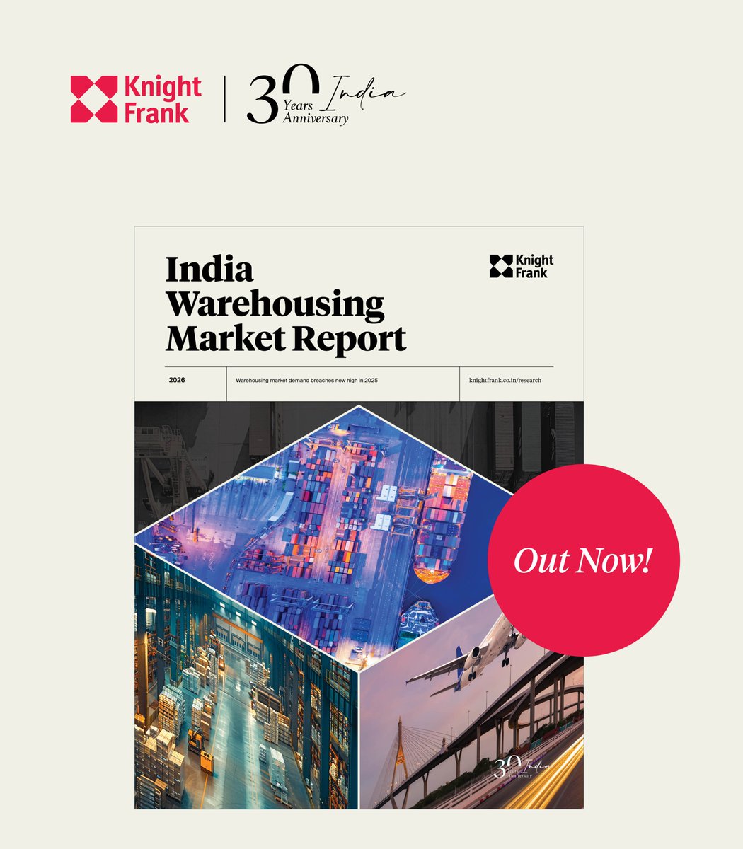 KnightFrank_IN's tweet image. India’s #logistics backbone is scaling up, and the numbers tell a compelling story. Our latest India #Warehousing Market Report 2025 highlights a year of structural momentum for the sector. 

Download the detailed report here: tinyurl.com/3smmhbr6