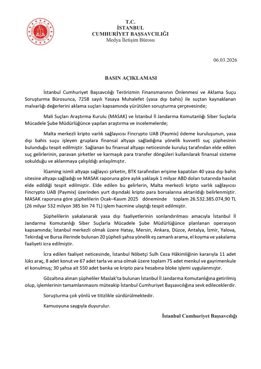 İstanbul Cumhuriyet Başsavcılığı tweet media