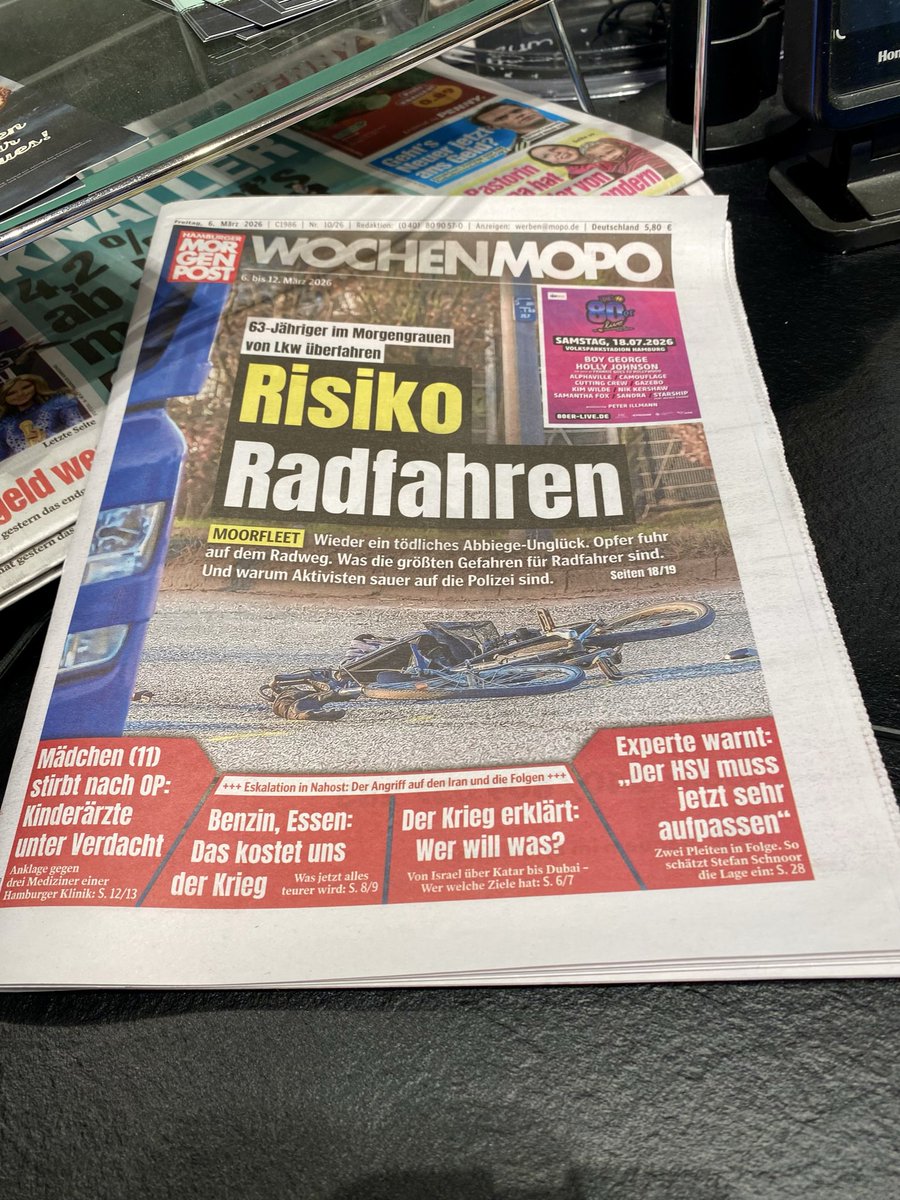 RadwegH's tweet photo. Schlagzeilen die wir nicht haben wollen #Mopo https://t.co/Mxt9lwQlvD