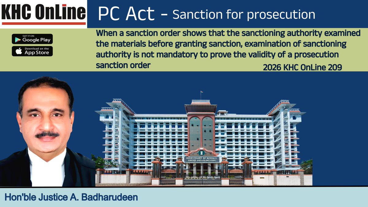 khconline1's tweet image. #PCAct #SanctionForProsecution #PreventionOfCorruptionAct #ValidityOfSanction #SanctioningAuthority #CriminalLawIndia #AntiCorruptionLaw #LegalPrecedent