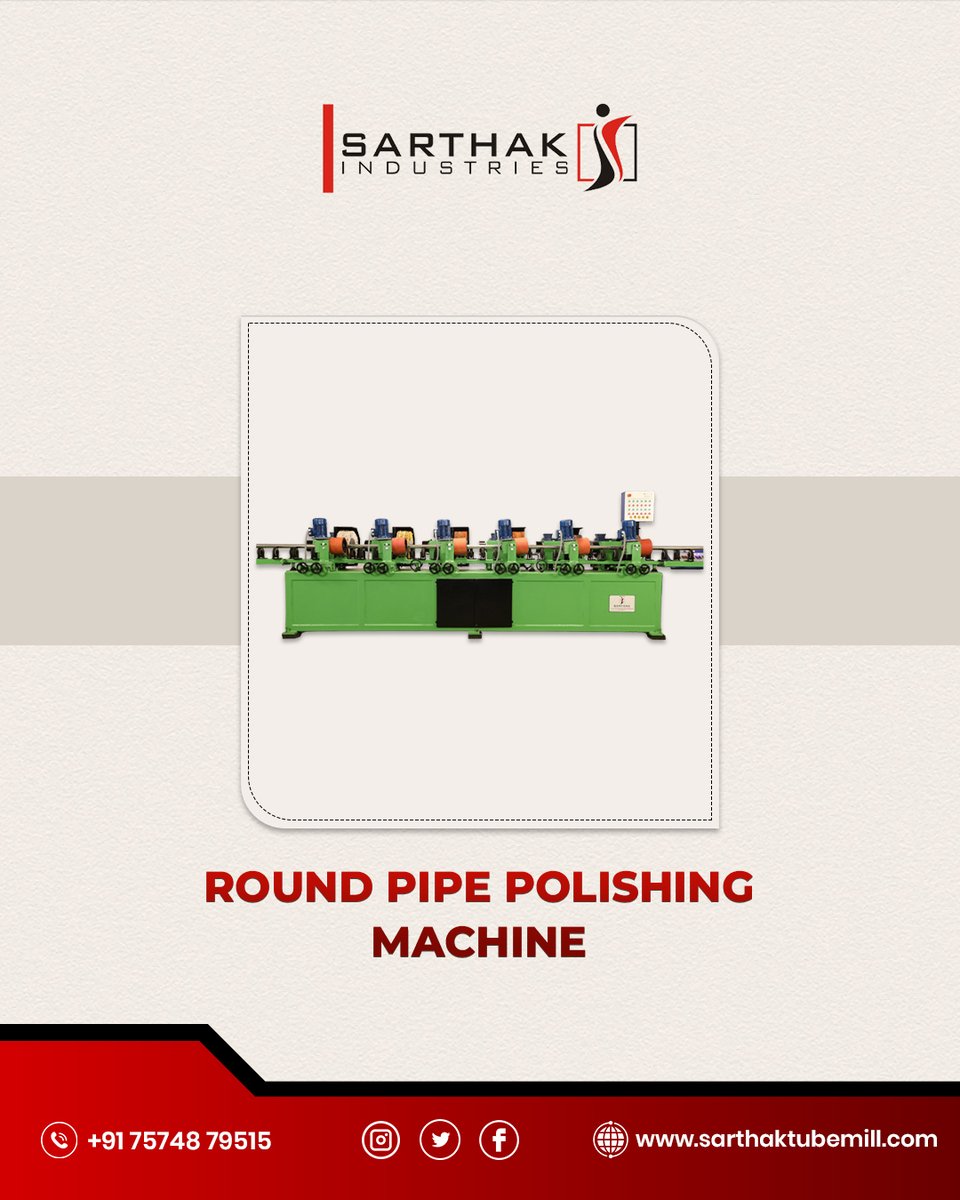 sarthaktubemil's tweet image. Buy"Round Pipe Polishing Machine" from Sarthak Industries 

📱 Call: +9175748 79515
📍 Address: Bakrol-Bujrang, Ahmedabad
🌐sarthaktubemill.com/accessories.
#sarthakindustries #Roundpipe #pipe #polishing #manufacture
