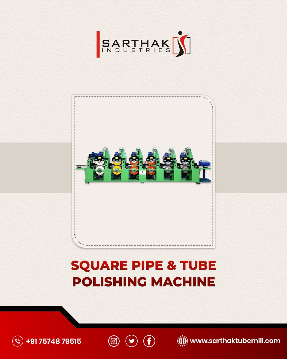 sarthaktubemil's tweet image. Buy "Square Pipe &amp;amp; Tube Polishing Machine" from Sarthak Industries

📱 Call: +9175748 79515
📍 Address: Bakrol-Bujrang, Ahmedabad.
🌐 sarthaktubemill.com/accessories
#sarthakindustries #squarepipe #tubepolishing #machinery #industrialpark
