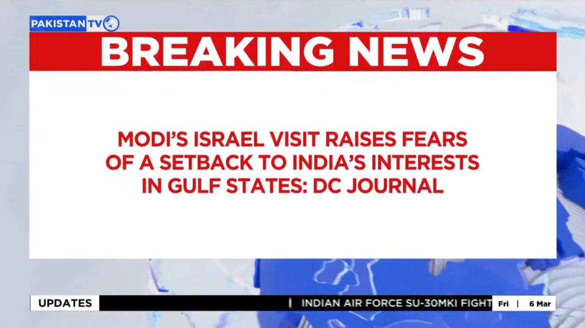 PakTVGlobal's tweet photo. American publication DC journal exposes negative consequences of Modi’s pro-Israel policy, says visit raises fears of setback to India’s interests in Gulf states. 

#ModiIsraelVisit #IndiaGulfRelations #DCJournalReport #GeopoliticsAlert #PakistanTV #PakistanTVglobal https://t.co/122H9Y8Qsb