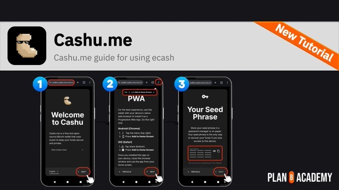 planb_network's tweet photo. Make private Bitcoin payments in your browser with @CashuBTC🪙

This tutorial by runningbitcoin shows you how to:

• Use ecash for fast, anonymous sats
• Swap between mints
• Connect to Nostr with npub . cash

👉 https://t.co/zwXWN3cFod https://t.co/aQQKydV99M