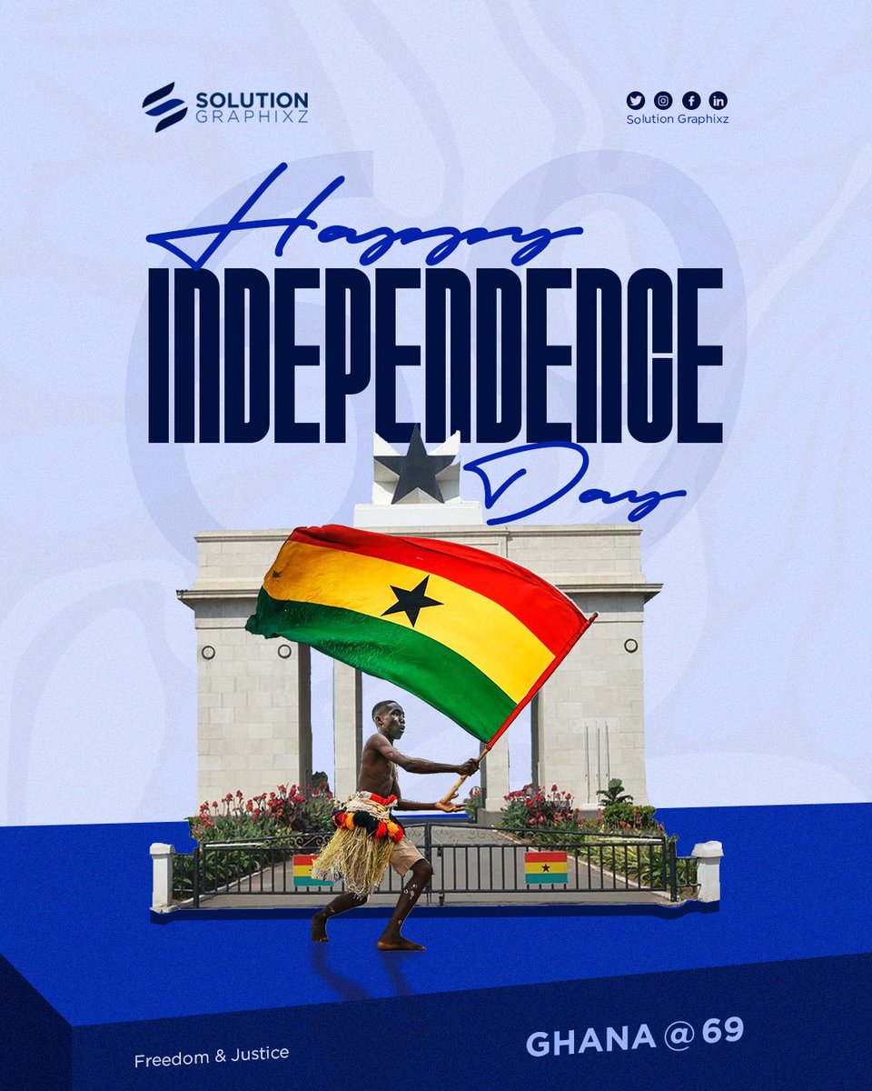 solutiongraphiz's tweet photo. Another beautiful day to reflect on the journey of the Nation and how far we’ve come as a people of Ghana.

Ayekoo Ghana 🇬🇭
Ayekoo our motherland ❤️

Yen ara asase ni
God bless our homeland Ghana 🇬🇭 

Happy 69th Birthday 🎉 

#ghana #happyindependenceday #freedomandjustice https://t.co/n00QFlOZxN