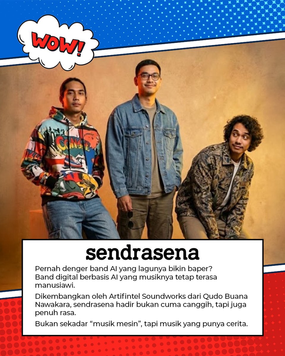 wownewsofc's tweet photo. Sendrasena adalah band AI dari Artifintel Soundworks yang memadukan teknologi dan empati manusia untuk menciptakan musik yang hangat dan reflektif. Dengarkan karya mereka sekarang di YouTube Sendrasena.

#BandAI #ArtifintelSoundworks #sendrasena #QudoBuanaNawakara #MusicAI https://t.co/WJc2rvUAIS