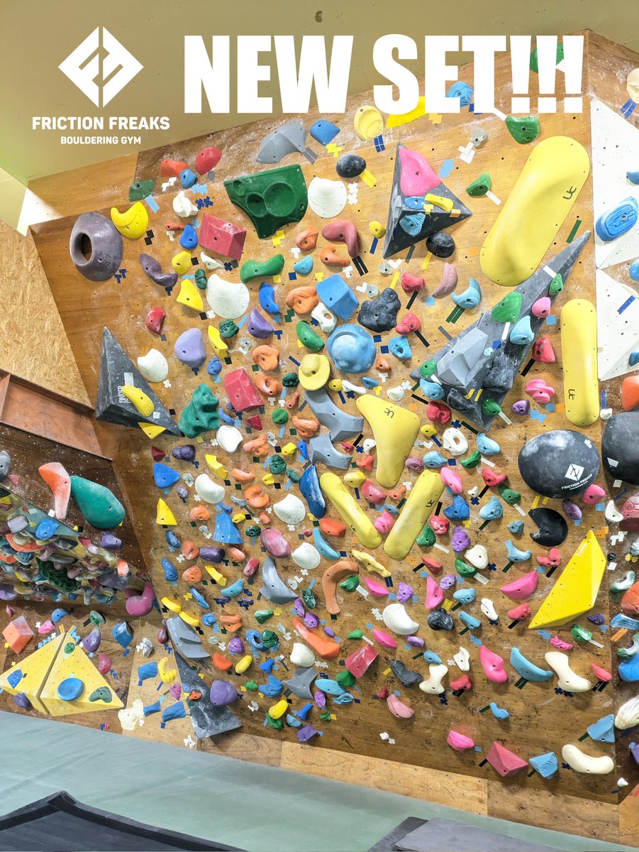 FrictionFreaks's tweet photo. 130°壁のホールド替えが完了しました！
今回は大きな動きが多め！
公開は 3/7（土）です！
週末はレッツ鍛錬！ https://t.co/u4x8NPzTX2