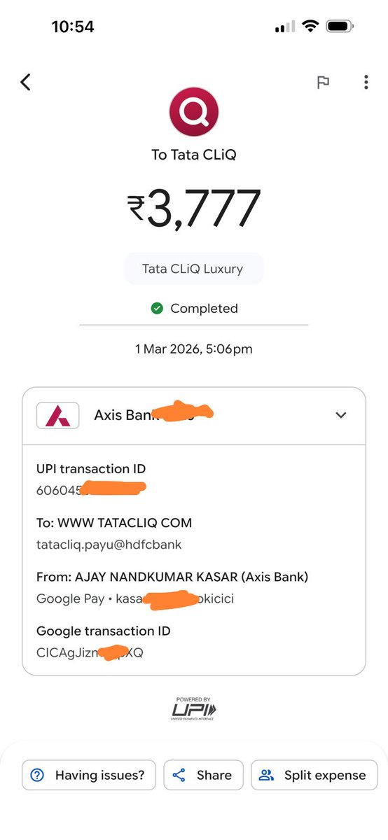 ajaykasar's tweet photo. @tatacliq @tatacliqcare Payment deducted but order cancelled due to “payment failure.” System says refund in 72 hrs, but since 28feb26 nothing happened chatbot keeps saying wait 2 more working days every time. Either refund immediately or deliver the product.Complaint ID:22573185 https://t.co/cibXvd3WtT