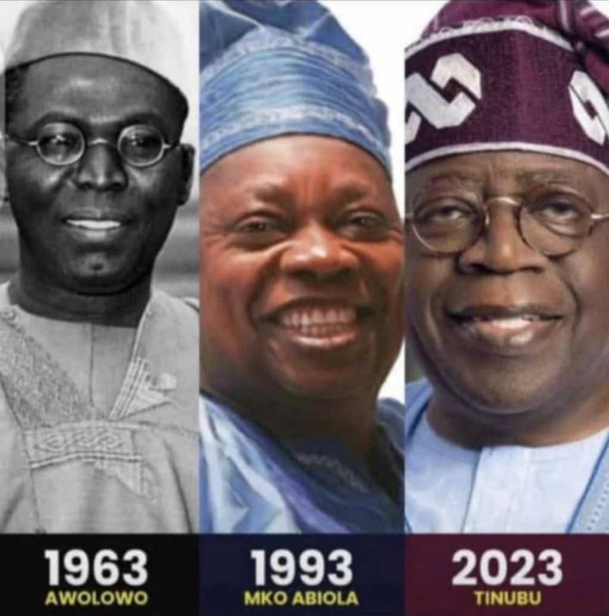 1. If you see great Awolowo 1963: Retweet.

2. If you see great MKO Abiola 1993: like.

3. If you see great Tinubu 2023: 
Comment by typing "Tinubu". 😀😀. 

lre oo.