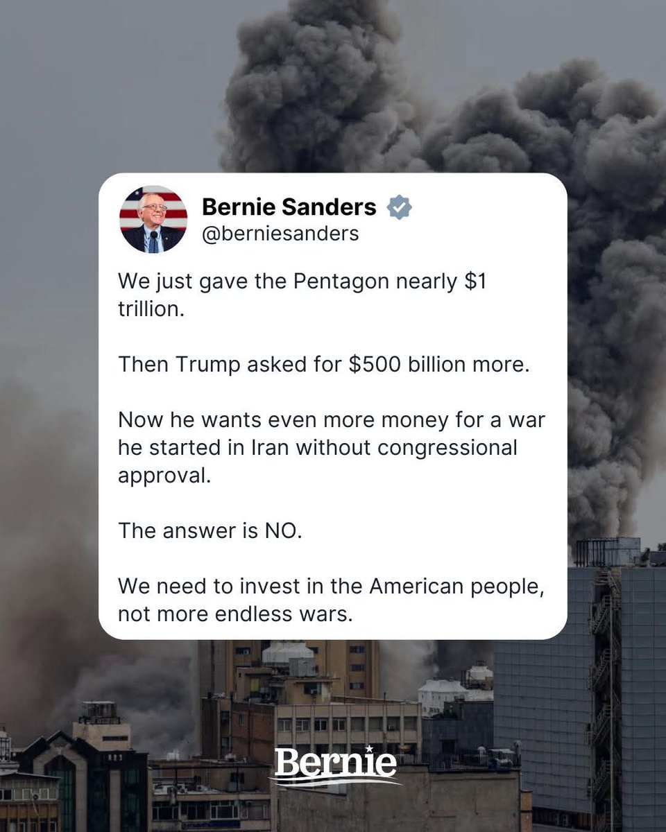 Mohammad_Adess's tweet photo. Bernie reminds d world that endless wars only bring destruction and suffering. Instead of pouring trillions into conflict, humanity needs investment in peace, stability and d well-being of people. True leadership is measured not by the wars it wages, but by the lives it protects. https://t.co/K5rKpVnkZf