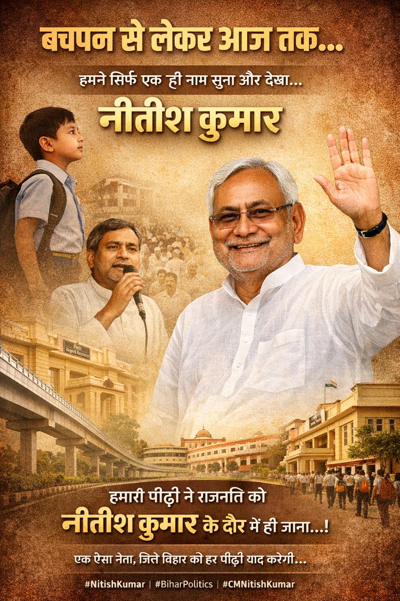 Anilkr8837's tweet photo. “बचपन से लेकर आज तक…”

बचपन से लेकर आज तक हमने एक ही नाम को बिहार की राजनीति में सबसे ज्यादा सुना और देखा @NitishKumar

हमारी पीढ़ी ने जब राजनीति को समझना शुरू किया, तब भी बिहार के मुख्यमंत्री नीतीश कुमार थे, और आज भी वही चेहरा बिहार की राजनीति में सबसे ज्यादा चर्चा में रहता है। https://t.co/bIDz2KlDjG