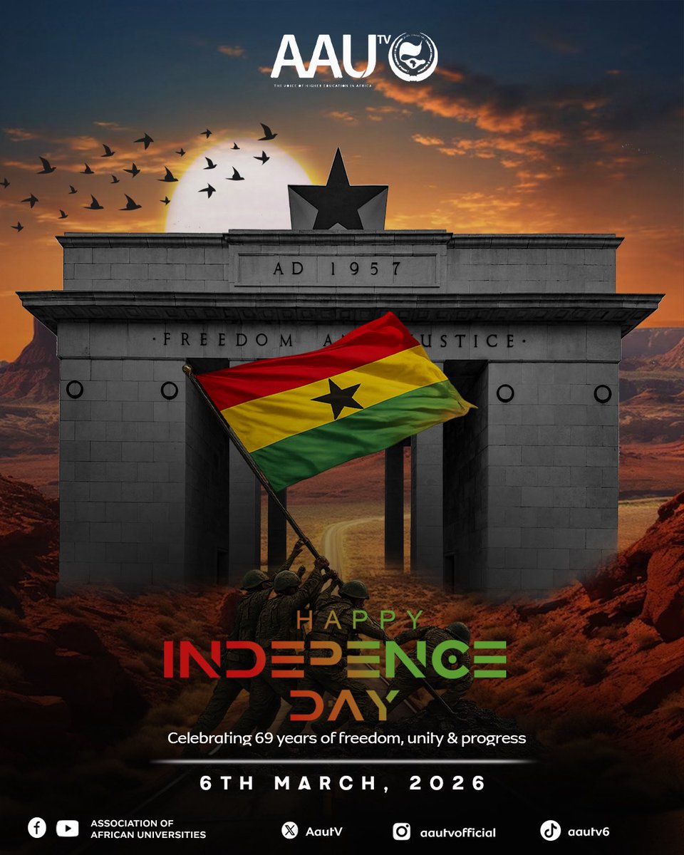 Today, we celebrate Ghana’s rich heritage, our inspiring leaders in Africa’s independence movement, and the bright future ahead.

Happy Independence Day. 🇬🇭

#aautv #Ghanaat69