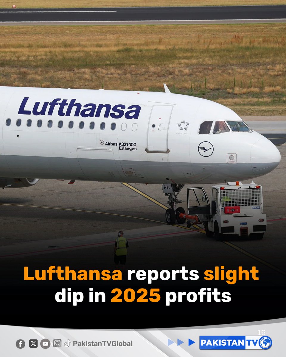 PakTVGlobal's tweet photo. Lufthansa reported a net income of 1.34 billion euros in 2025, down 3% from 2024, as the airline advances its turnaround and modernization plans, with revenues rising 5% to 39.6 billion euros.
#LufthansaNews #AirlineEarnings
#RevenueUpdate #PakistanTV
#Pakistantvglobal https://t.co/5LTSALVd6c