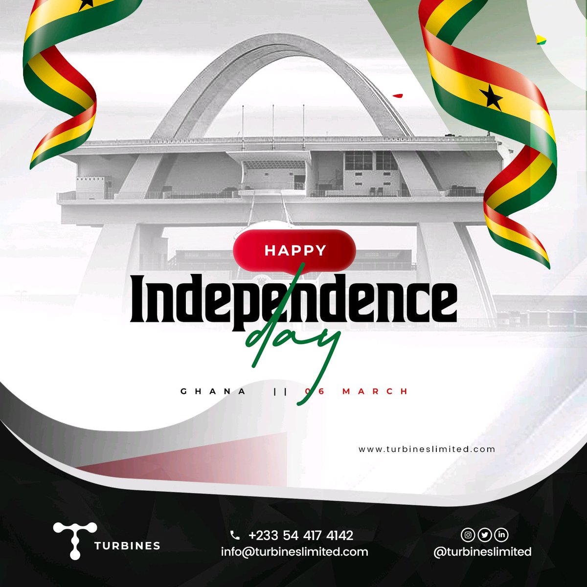 turbineslimited's tweet photo. Happy Independence Day, Ghana! 🇬🇭

#Turbines #IndependenceDay #Innovation #Unity https://t.co/9mTo1f4jDY