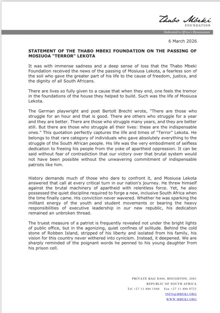 Thabo Mbeki Foundation tweet media