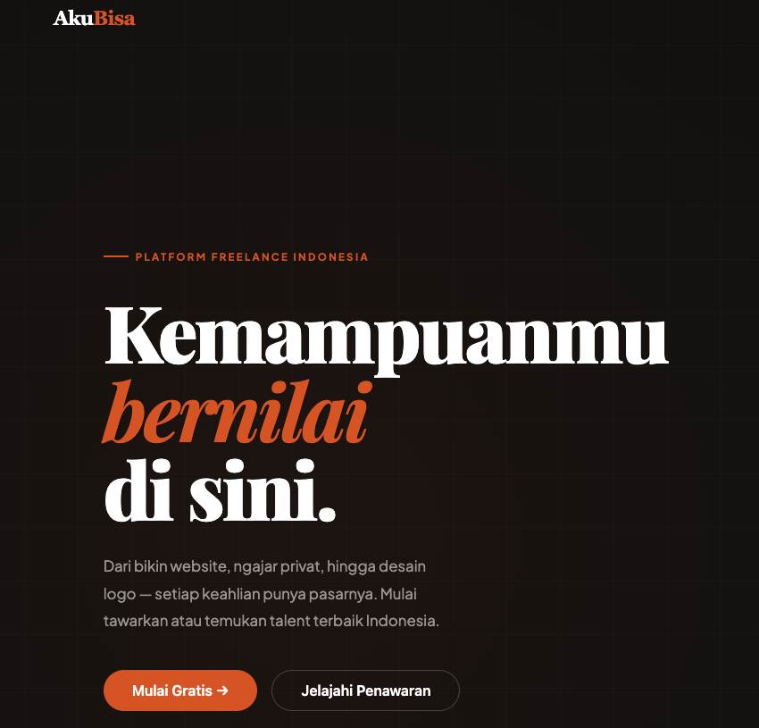 Cryptorealis's tweet photo. AKU BISA !! 

ini platform untuk membantu teman-teman cari uang dengan kemampuan yg kalian punya. 

Saat ini masih tahap building, sy masih butuh banyak masukan, feel free kasih masukan di kolom komentar tag @GoenawanY 

Silahkan di coba & komentari ya guys 

http://94.250.201.217/ ( copy paste di browser )
