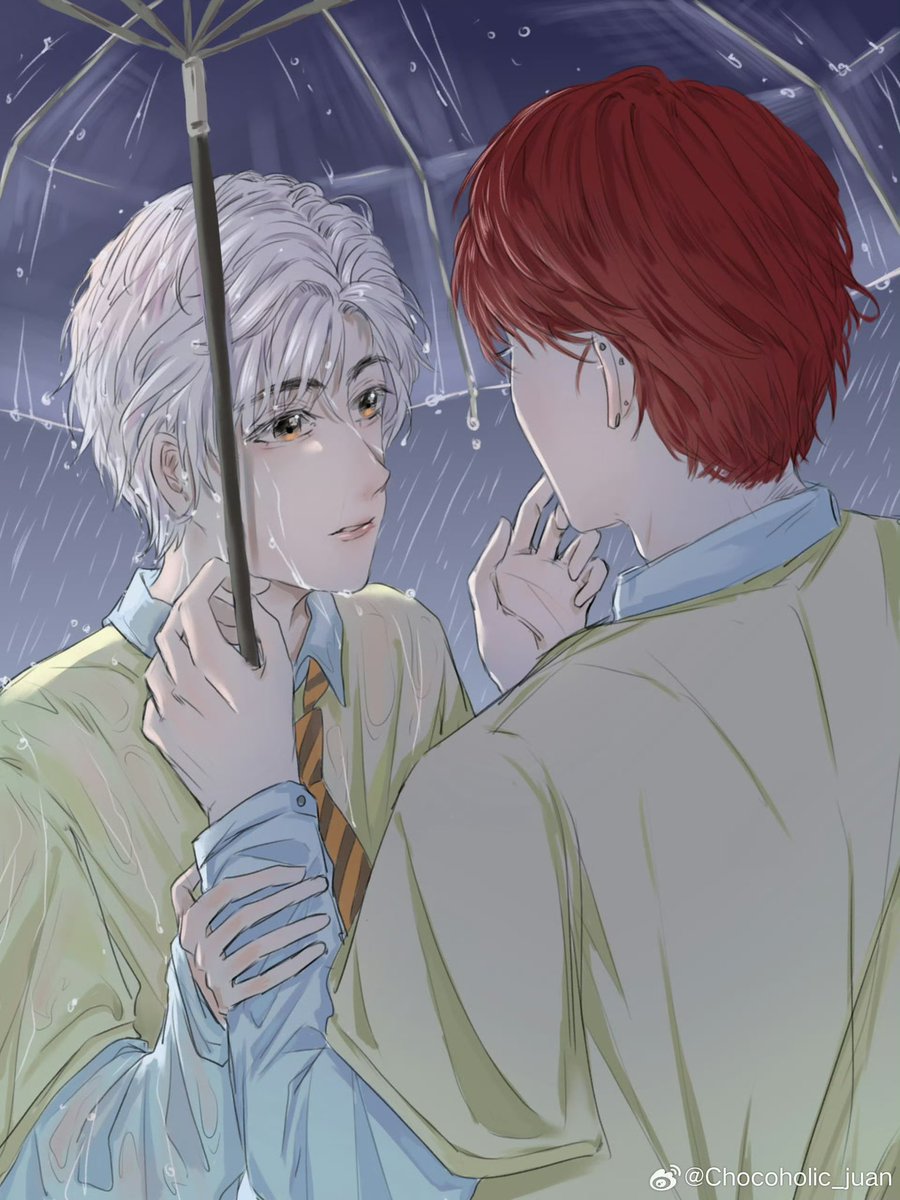 Our Chinese artist draw a Joshtell fanart 
🇨🇳❤️
Her Weibo acct: Chocoholic_juan

:"A rainy day with Joshtell 🌧
Just imagining a school AU 😋☝
I chose VISA era pink-haired Josh and Gento era red-haired Stell for the hairstyles."
#SB19 #Joshtell #SB19_fanart