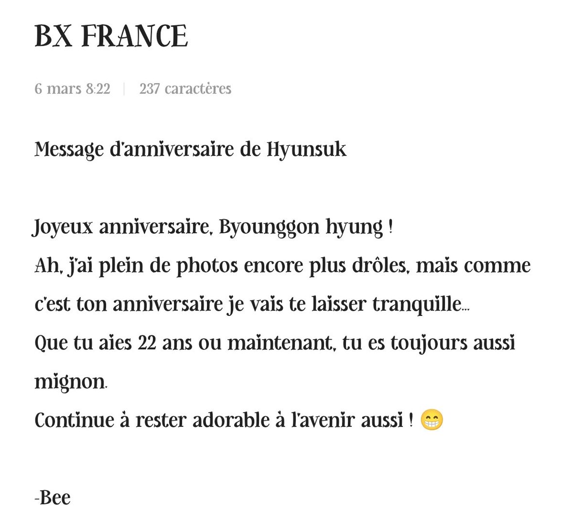 BX_FRANCE's tweet photo. ꧁Twitter/050325꧂
Message de Hyunsuk ❤️❤️

#CIX #FIX #BX #Best_Leader_BX_Day
#병곤의_오늘이_가장_빛나길
© CIX_twt
-Bee https://t.co/aCuTf4fy6w