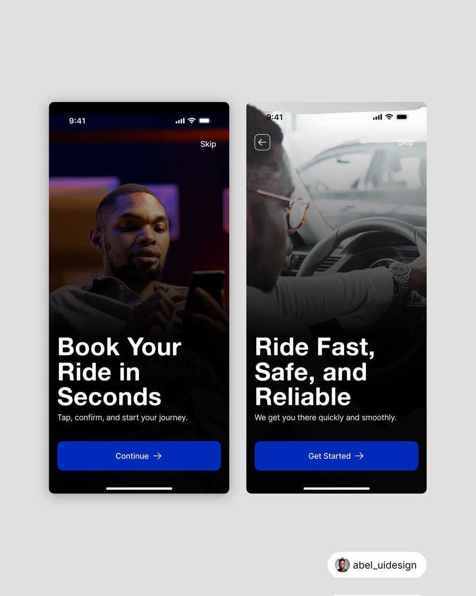 Abel_UIDesign's tweet photo. Ride hailing App UI design.

When you open an app as a new user, the onboarding screens help you quickly understand the value the app offers.

#uidesign #appdesign #uidesignproject #automotive
#ridehailingapp https://t.co/LAnjUDCo5r