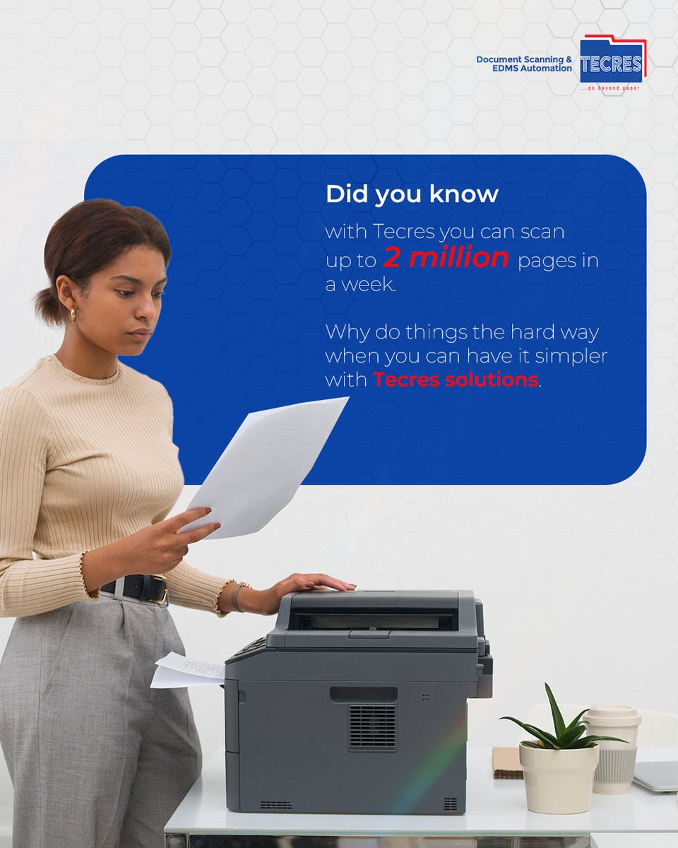TecresTNL's tweet photo. Whether onsite or offsite, our scanning services prioritise confidentiality, speed and accuracy.
We adapt to your operational environment. Which option suits your organisation best.
Visit our website for a consultation.
#Digitization #TecresTechnologies #GoBeyondPaper https://t.co/tcd2V6HUZn