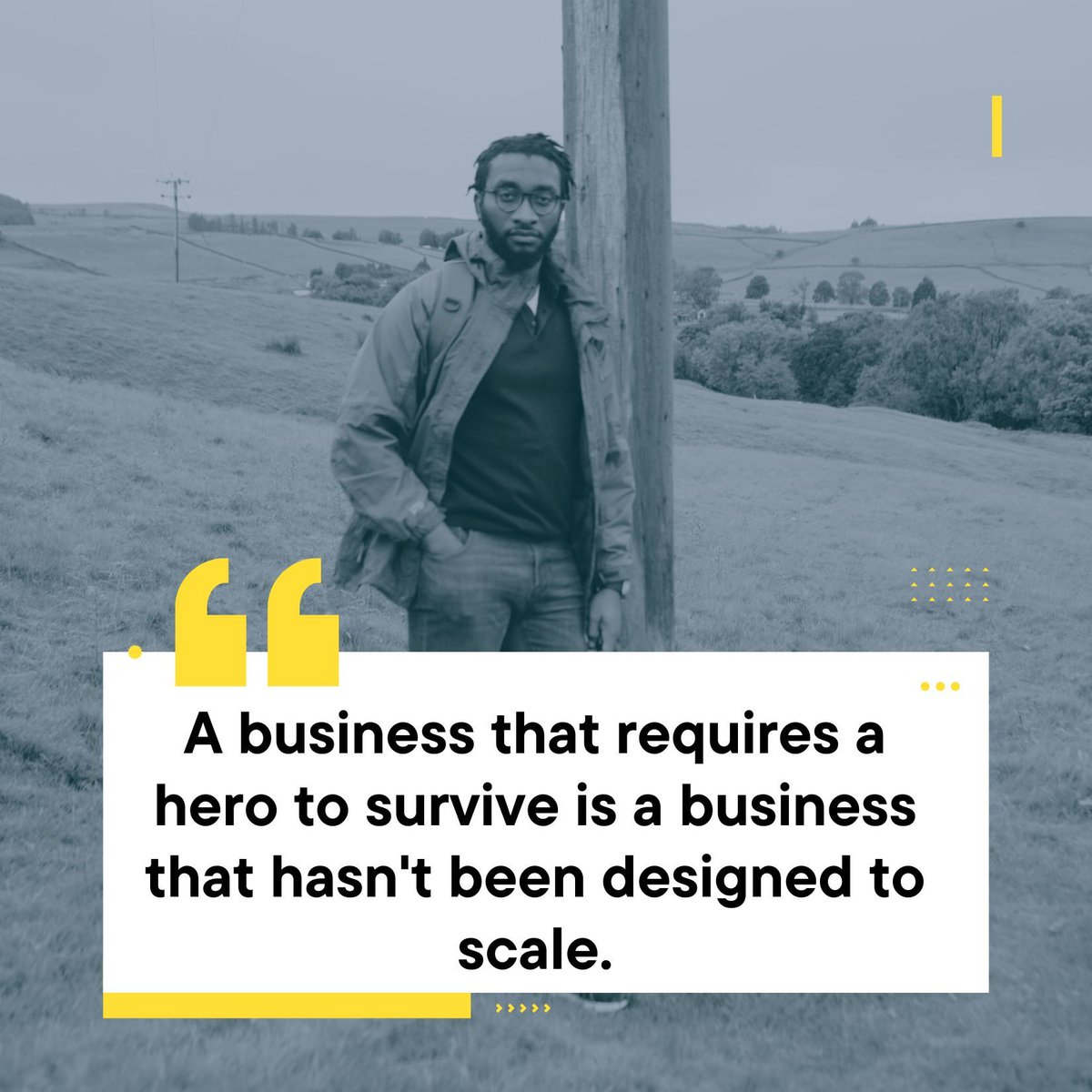 TMOlajide's tweet photo. Scaling isn't about doing more. It's about becoming less relevant.

If your business needs your "heroics" to survive a growth spurt, you're the bottleneck.

Transferability isn't an exit strategy. It’s a growth strategy. Build an asset that travels. 
https://t.co/CbAceS9ATf https://t.co/GfJp4oHrhr