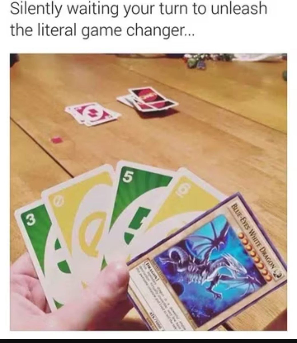 SetoKaiba588's tweet photo. @MBTYuGiOh Gotta be Blue-Eyes White Dragon being a reference to Uno https://t.co/a1WVcb2RaL