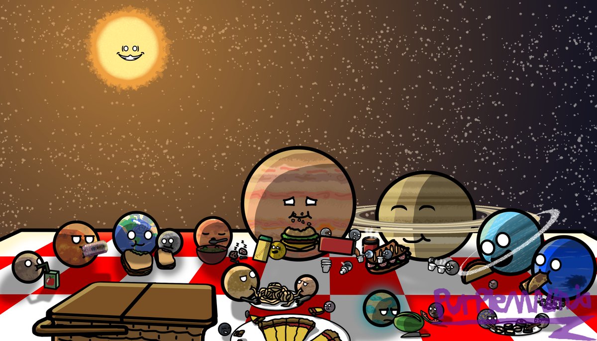 PurpleMNinja's tweet photo. Solarballs picnic

I was given an anonymous request on Tumblr to draw the solar system on a picnic and decided to do it as my birthday drawing!

Also, here is much better look at the assets I made for the planets (and Luna).

#solarballs #solarballsfanart #birthdaydrawing https://t.co/Ejgn4eCNGy