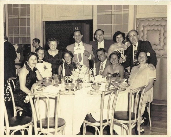 BREAKING: Jeffrey Epstein confides in a victim he was MOLESTED when he was a child by a male &amp; his aunt. The photo on the left is Epstein's family. His father Seymour and mother Paula who is pregnant with Epstein are on the far right. His aunt is the woman sitting next to Paula.