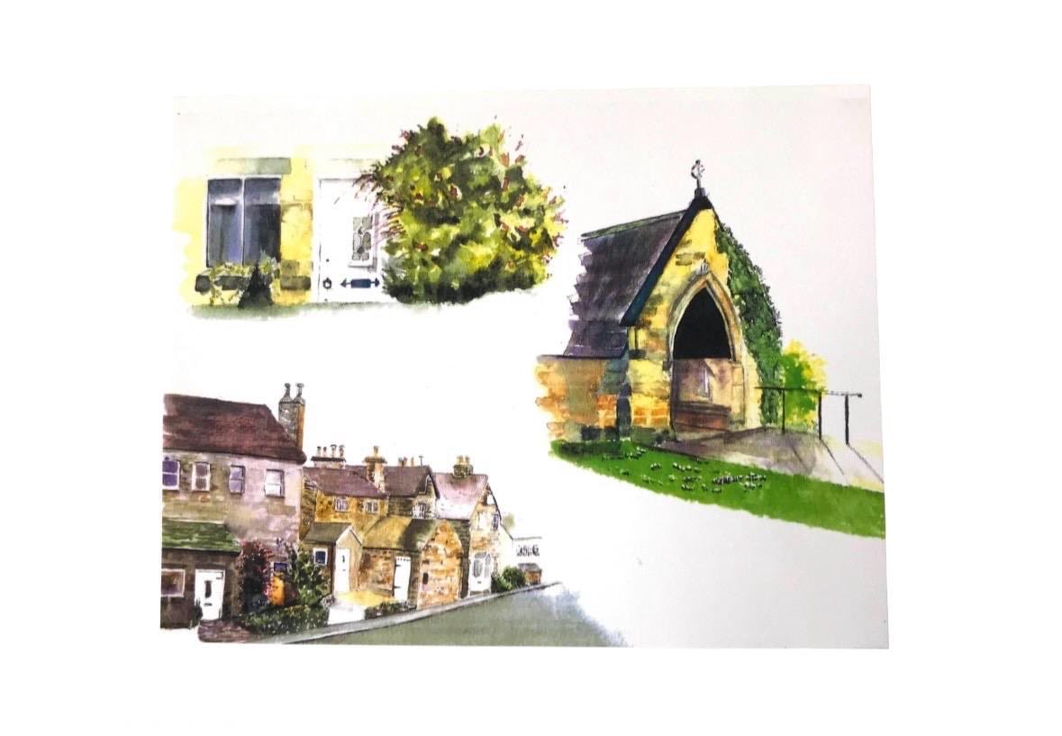 MormorJan's tweet photo. A little piece of Yorkshire village life in watercolour πΏStone cottages, a quiet church porch, and the charm of the English countryside captured in a handmade watercolour card. #EarlyBiz
#Yorkshire #Watercolour #CountrysideArt #MHHSBD #SMILEtt23 https://t.co/rP0vvKR19C https://t.co/2nQc0QKLgV