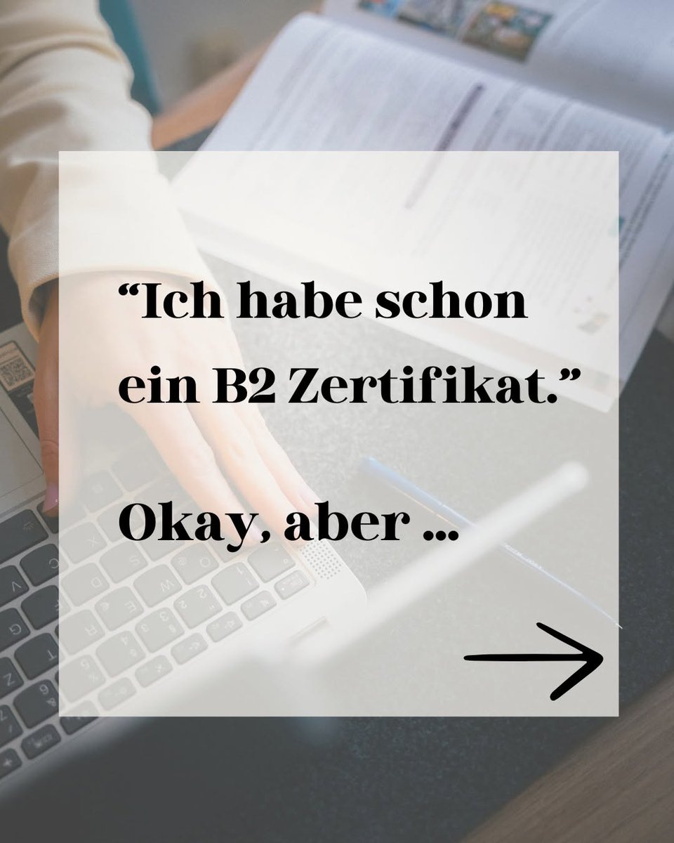 🇩🇪 Hast du schon ein B2 Zertifikat? Super! Aber: Beherrschst du dieses Niveau auch wirklich? 🧐

Wenn du bei der Kommunikation auf Deutsch noch große Probleme hast oder noch zu viele Fehler machst, dann lohnt es sich, deine Deutschkenntnisse auf B2 Ni...