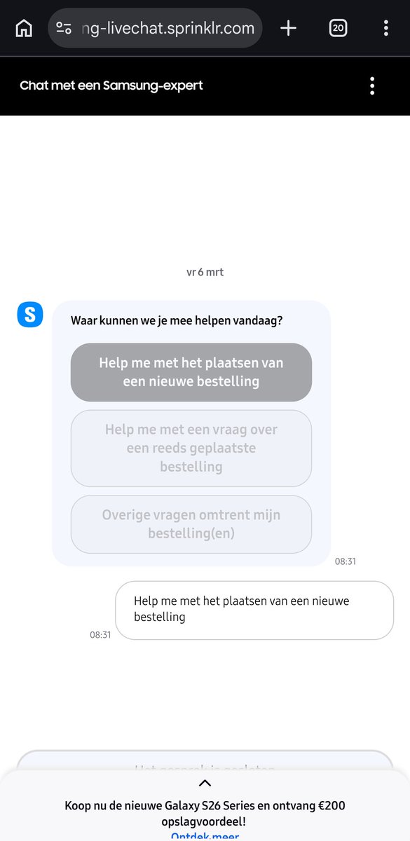 YoupTuber's tweet photo. @SamsungNL dit kan toch niet meer!
Al een week lang kom ik via whatsapp niet meer bij een medewerker terecht, via X zit bot Sam in een loop en via jullie website blokkeert de promotie de opties die ik moet selecteren??? https://t.co/drJ613a6je