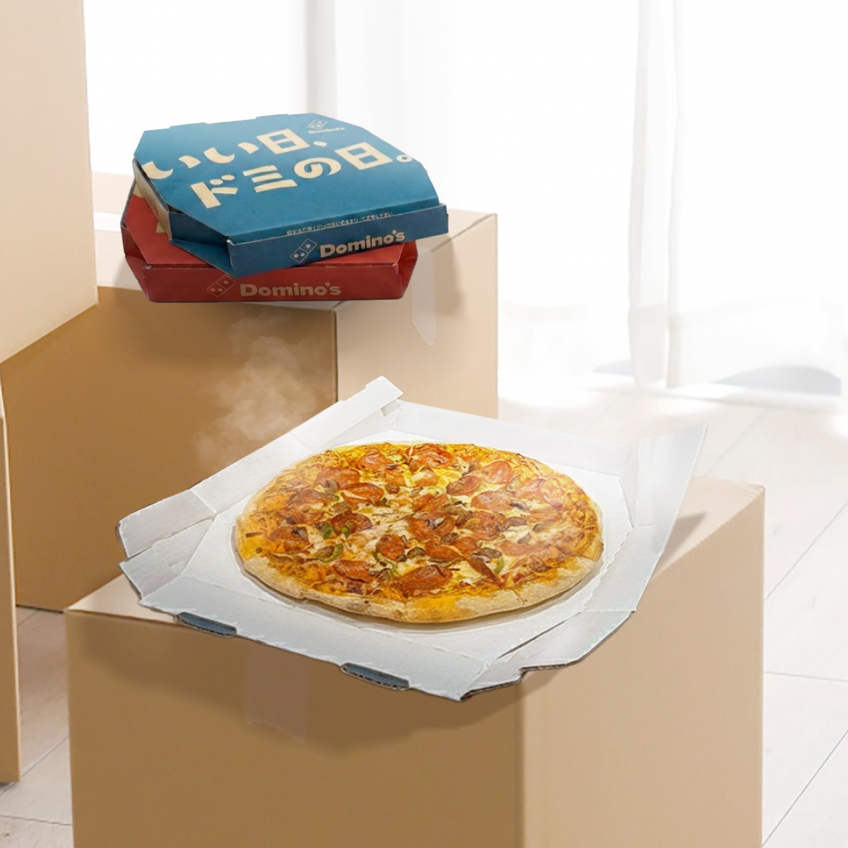 引っ越し記念はドミノでピザパしよ✨🍕