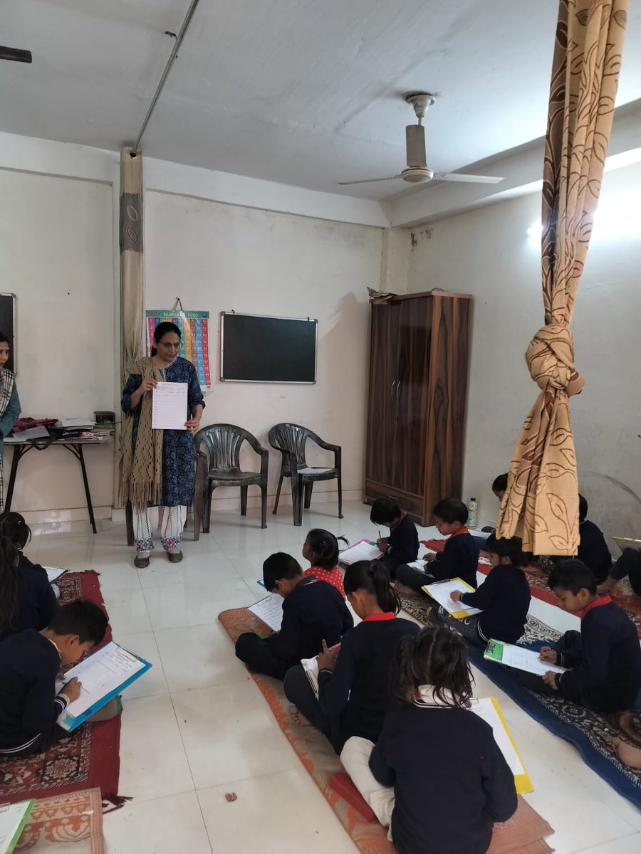AsmeeFoundation's tweet photo. “Education is the most powerful weapon you can use to change the world .” Rightly said by Nelson Mandela 
Asmee Shiksha Kendra is doing full justice to these powerful words said by this renouned personality. 
A glimpse of the “Annual Exams session 2025-26". https://t.co/cmmvHfRqkS