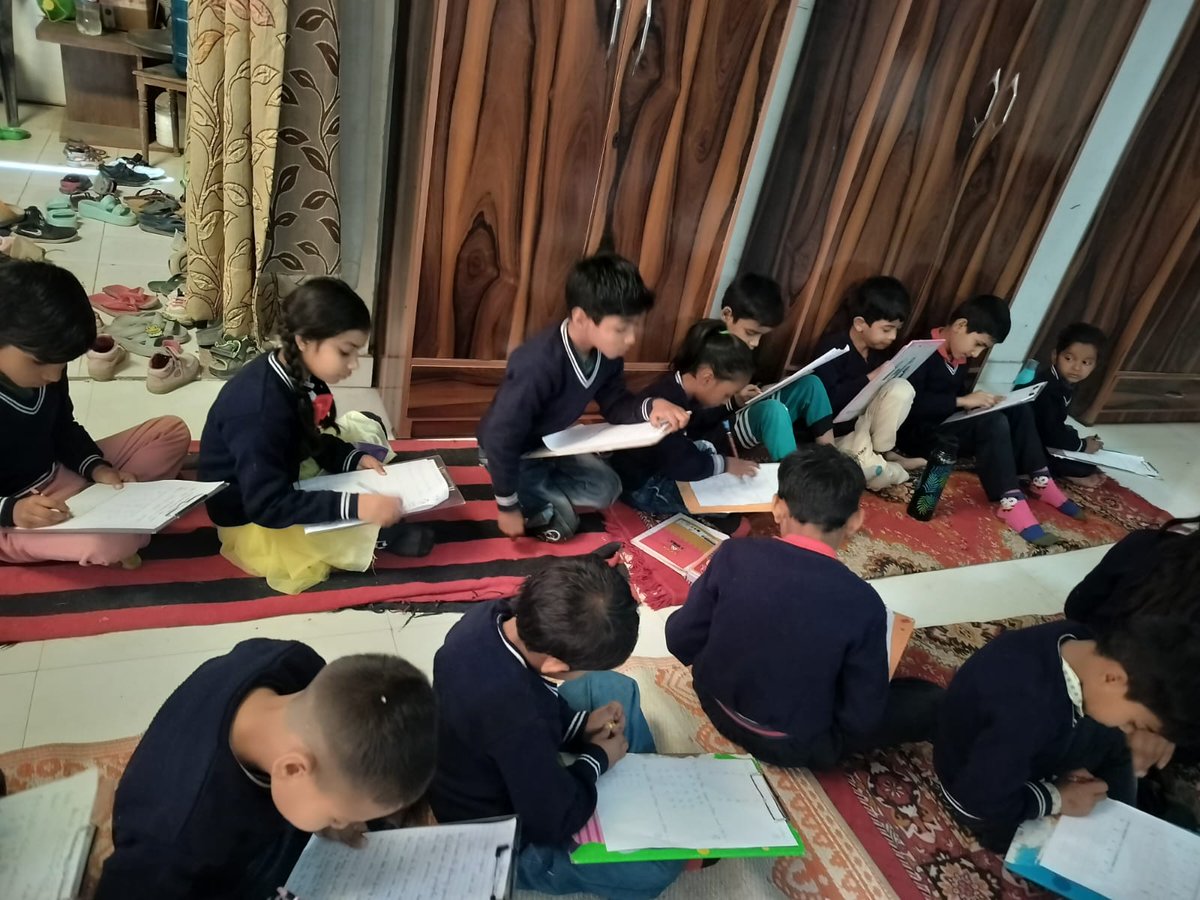 AsmeeFoundation's tweet photo. “Education is the most powerful weapon you can use to change the world .” Rightly said by Nelson Mandela 
Asmee Shiksha Kendra is doing full justice to these powerful words said by this renouned personality. 
A glimpse of the “Annual Exams session 2025-26". https://t.co/cmmvHfRqkS