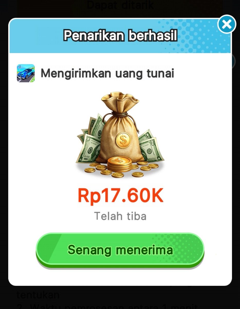 gak nyangka ternyata beneran cair cuma main game mobil mobilan ini d24582c0v383p1.cloudfront.net/mc/index_1.htm…
sambil gabut tiba-tiba dapet duit lumayan buat beli takjil wkwk ini lgsg cair ke ewallet 

#jobreceh #freelance #zonauang #daget #infoloker #wfh #sidejob #loker #zonabu #giveaway