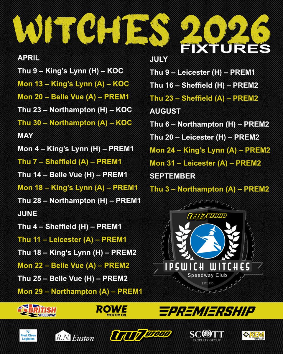 ipswichspeedway's tweet photo. #Speedway is back at Foxhall on April 9 and champions @ipswichspeedway will be the opposition on Northampton's opening night on April 30.

Here's the full Premiership fixture list 👇

https://t.co/rRcmPDTVeJ https://t.co/lNnCf6yjVY