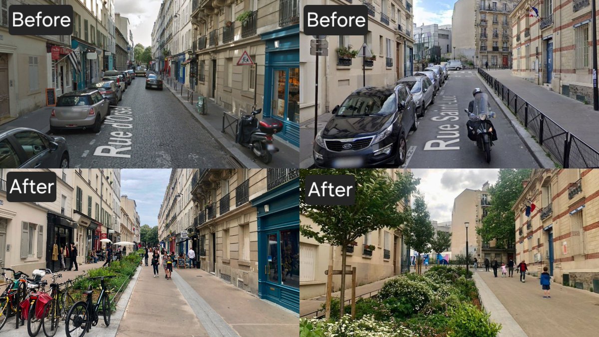 ปารีส​ ปัจจุบัน​ เป็นหนึ่งในต้นแบบของโลกในการ "กล้า" เปลี่ยนเมืองจาก​ที่อยู่ของรถให้กลายเป็นที่อยู่ของผู้คน​ ด้วยนโยบาย 15-Minute City การกำจัดโครงสร้างพื้นฐานรถยนต์ออกไป​ เปลี่ยนกระบวนทัศน์จากการออกแบบเมืองเพื่อ​ "​การเคลื่อนที่ของรถ" (mobility of car) มาเป็นการออกแบบเพื่อ