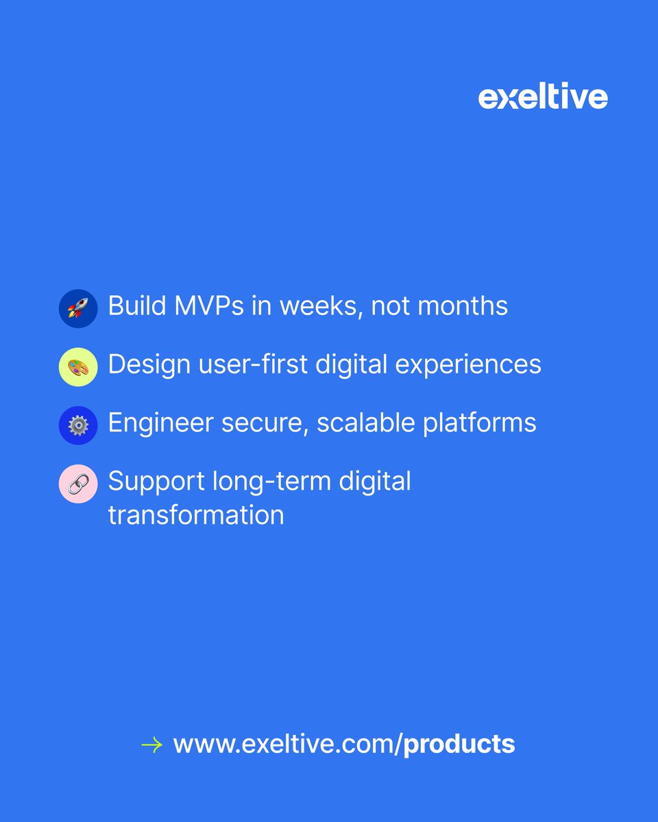 exeltive's tweet photo. ⚙️ Behind the Scenes at Exeltive

Great products don’t happen by chance, they’re built through process, collaboration &amp; iteration.
🚀 MVPs in weeks, not months
🎨 User-first experiences
⚙️ Secure, scalable platforms
🔗 Long-term digital transformation

👉 https://t.co/ntn8DB6VTK https://t.co/p64StM7TcM
