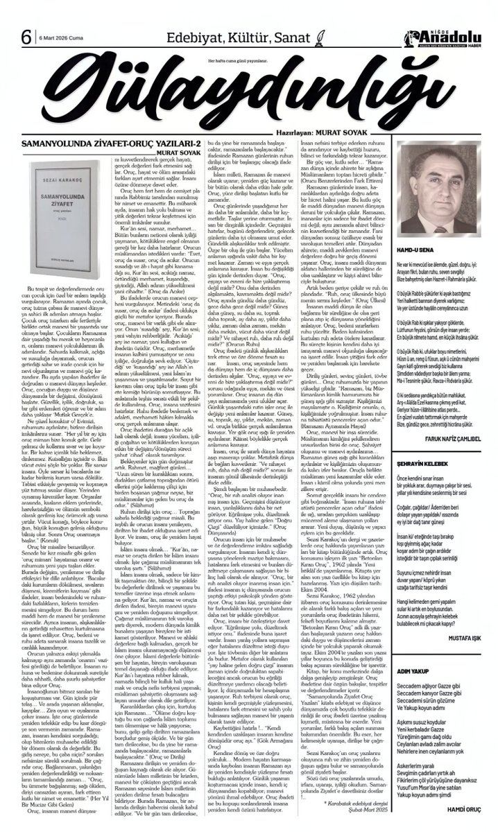 GÜLAYDINLIĞI EDEBİYAT, 60

6 Mart 2026