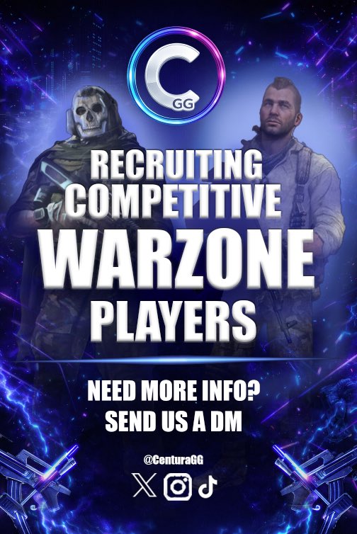 CenturaGG's tweet photo. Good morning world, so today we are releasing our recruitment for warzone players, our call of duty black ops 7 teams are all sorted and underway so now we want to expand to warzone, if this interest you dm us or find us on other socials @CenturaGG, we look forward to seeing you soon!!! #warzone #esports #Recruiting