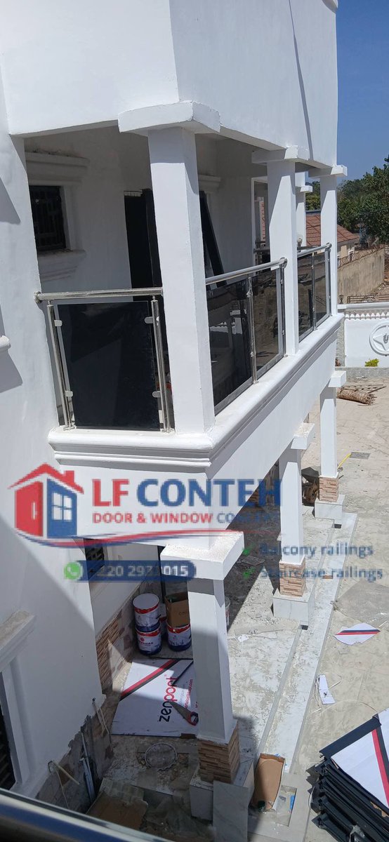 Lfdoorconcept's tweet photo. Work in progress....

Stainless steel balcony railings with 10mm tempered glass.

Clean finish, modern design, and built for strength and safety.

Design and installed by LF Conteh Door &amp; Window Concept.

📞 WhatsApp: +220 2933015 / +220 3312434

#TheGambia #LFContehBalconyrails https://t.co/iP3y5HTuHk