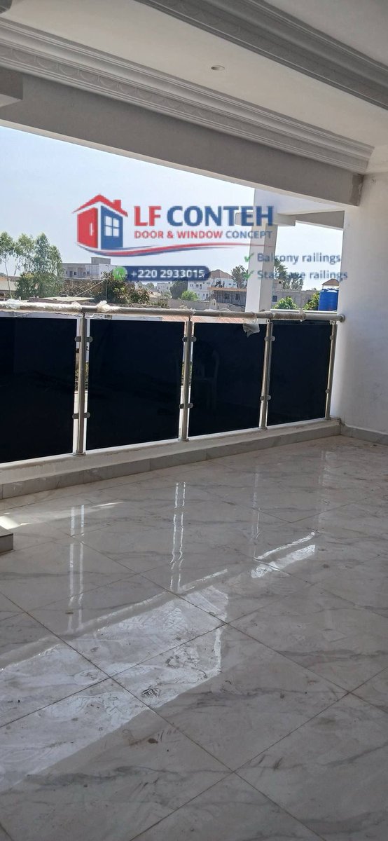 Lfdoorconcept's tweet photo. Work in progress....

Stainless steel balcony railings with 10mm tempered glass.

Clean finish, modern design, and built for strength and safety.

Design and installed by LF Conteh Door &amp; Window Concept.

📞 WhatsApp: +220 2933015 / +220 3312434

#TheGambia #LFContehBalconyrails https://t.co/iP3y5HTuHk