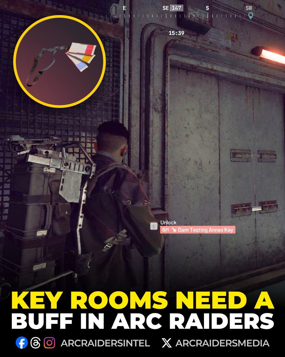 According to Reddit user u/PlateKey5206, Key Rooms in Arc Raiders need a buff. After opening over a dozen locked rooms across multiple maps, they noticed the loot inside was no better than what you'd find in a regular unlocked building — making all that key hunting feel like a