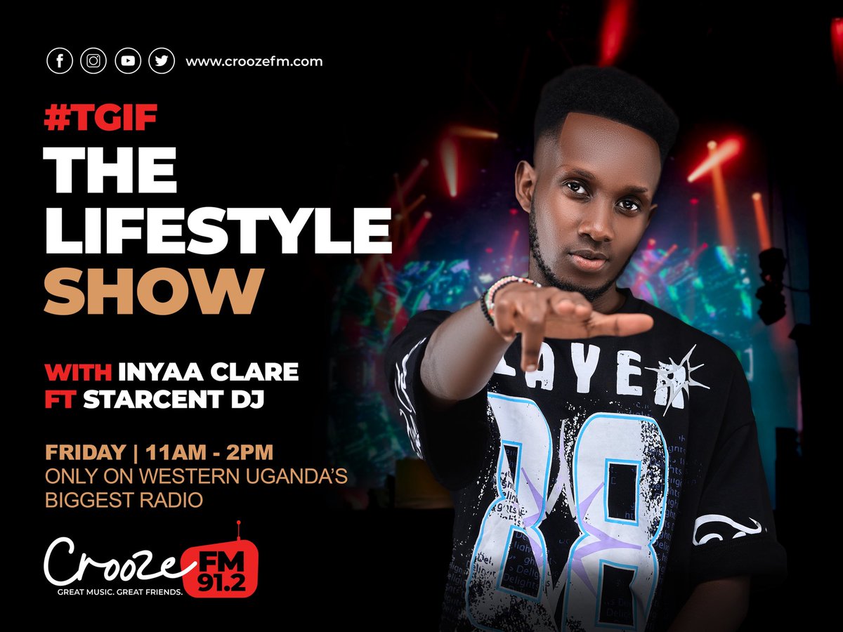 912CroozeFM's tweet photo. Friday done right🔥 Great music🎧🎶  &amp; Great vibes. 
Jam with @starcentdj 😎&amp; @Inyaaclare 🥰 on #CFMLifestyle

Stream🌏https://t.co/EqQH8QEEFW 

#TGIF Darlings
#croozeFM 
#Mbarara https://t.co/u6gcQGI4wK