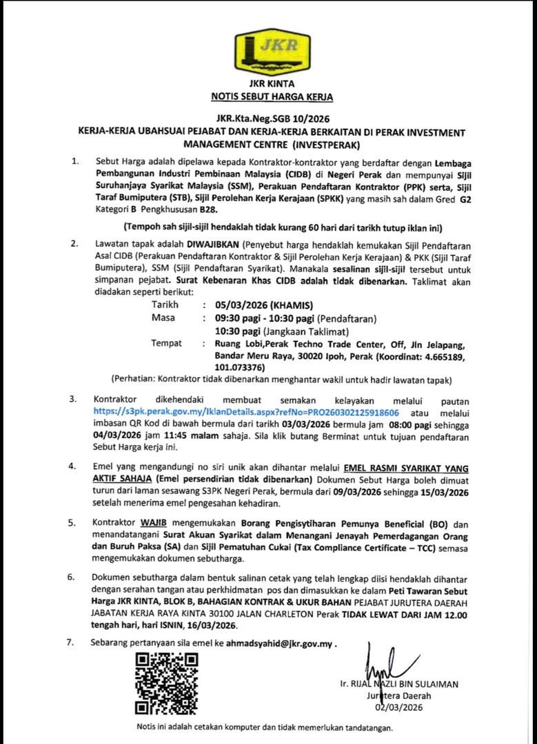 Jabatan Kerja Raya Daerah Kinta tweet media